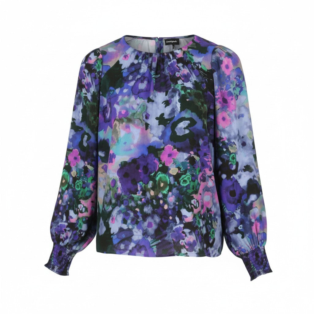 DESIGUAL Blus Cairo Rep Women Blouse S Bright Floral Long Sleeve