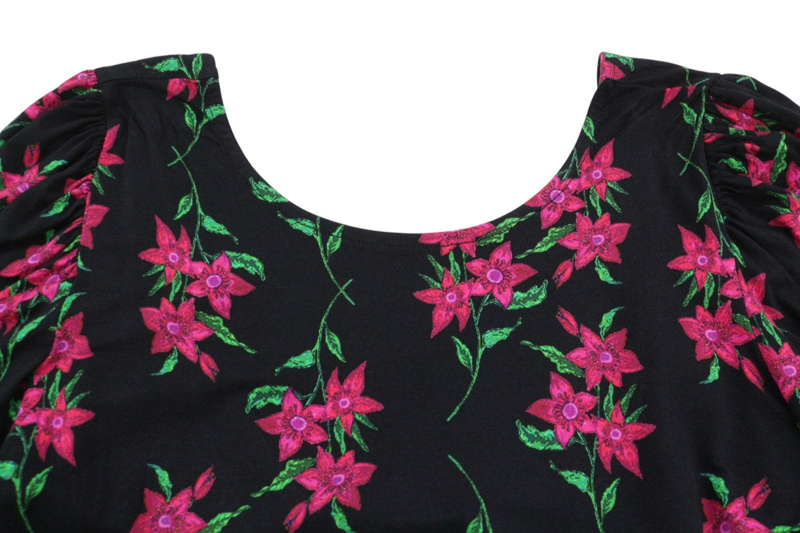 DESIGUAL TS Kim Women Blouse XL Black Floral Cutout Back Long Sleeve