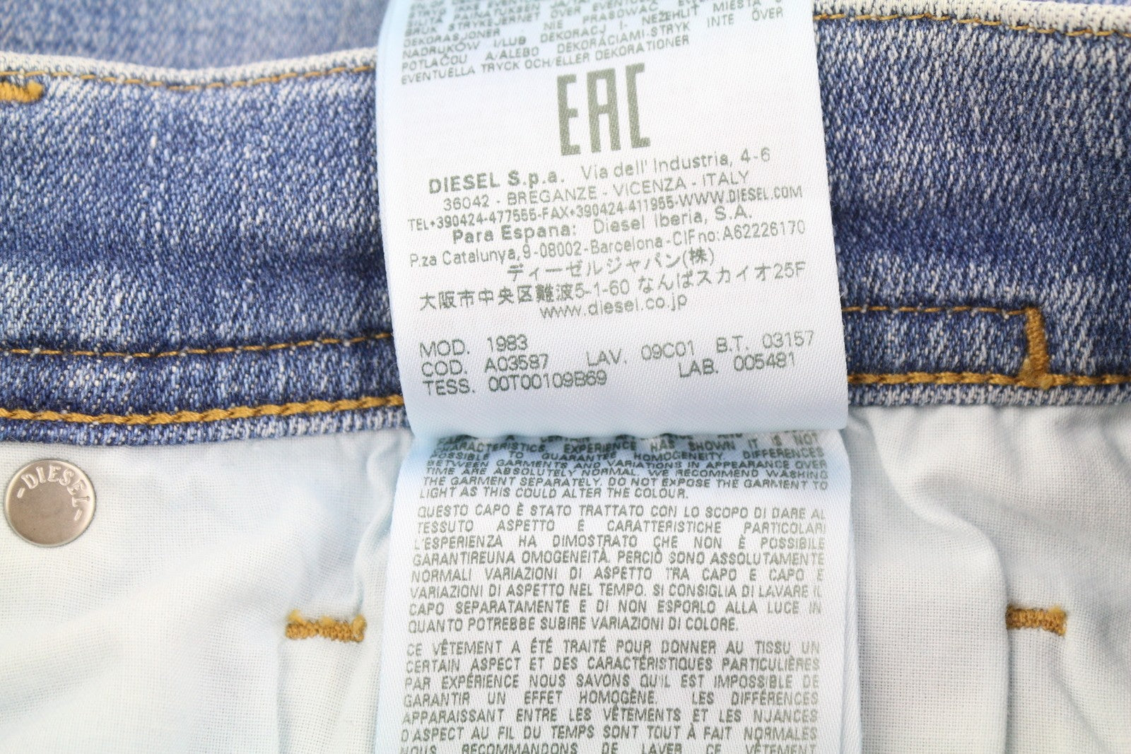 DIESEL 1983 09C01 Men Jeans W31/L34 Blue Faded Skinny High Waist