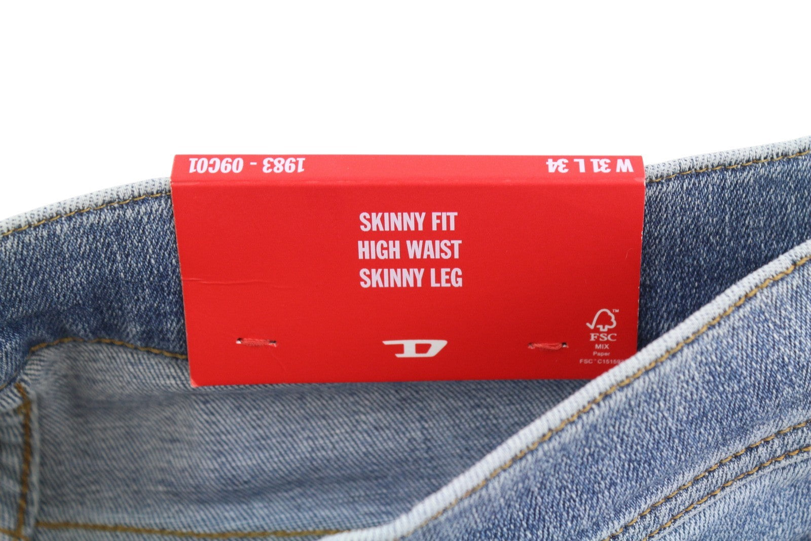 DIESEL 1983 09C01 Men Jeans W31/L34 Blue Faded Skinny High Waist