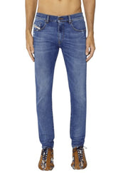 DIESEL 2019 D-Strukt 09E44 Men Jeans W29/L32 Blue Whisker Distress Slim