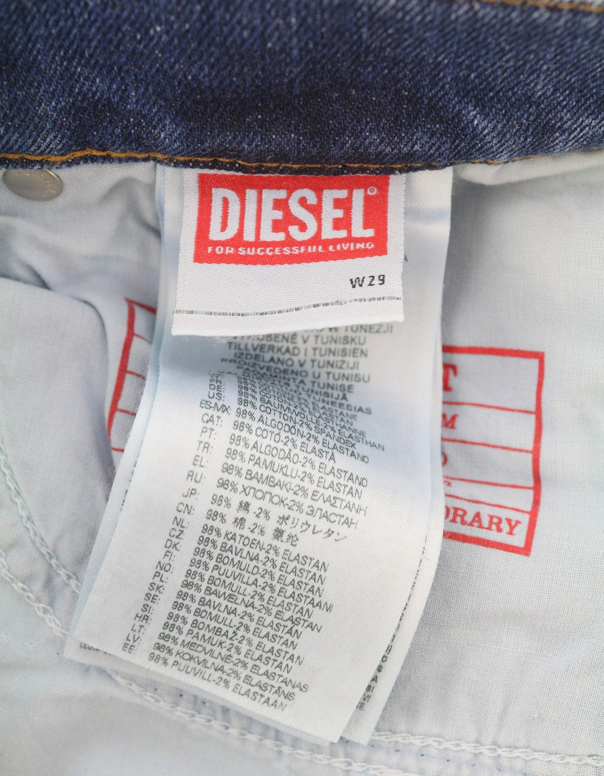 DIESEL 2019 D-Strukt 09E44 Men Jeans W29/L32 Blue Whisker Distress Slim