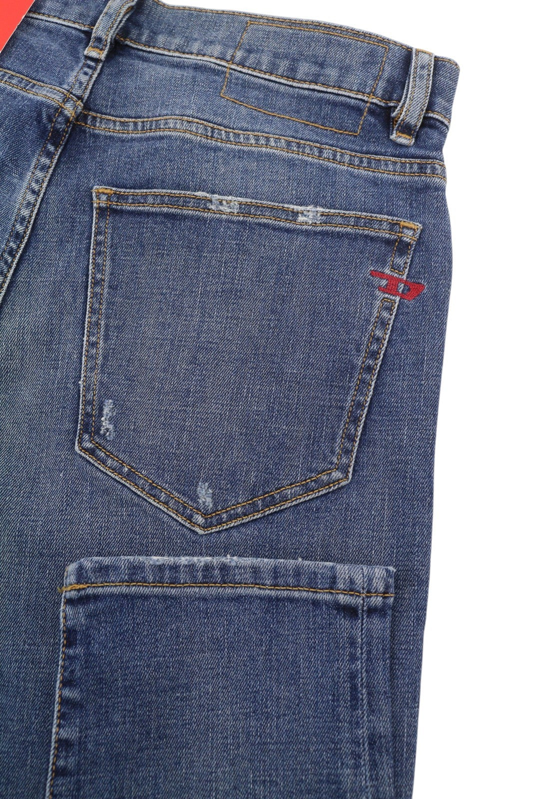 DIESEL 2019 D-Strukt 09E44 Men Jeans W29/L32 Blue Whisker Distress Slim