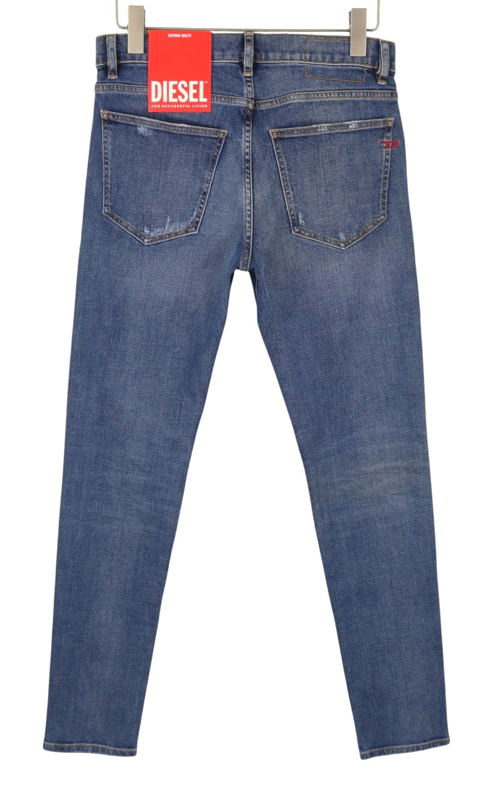 DIESEL 2019 D-Strukt 09E44 Men Jeans W31/L34 Blue Fade Distressed Slim