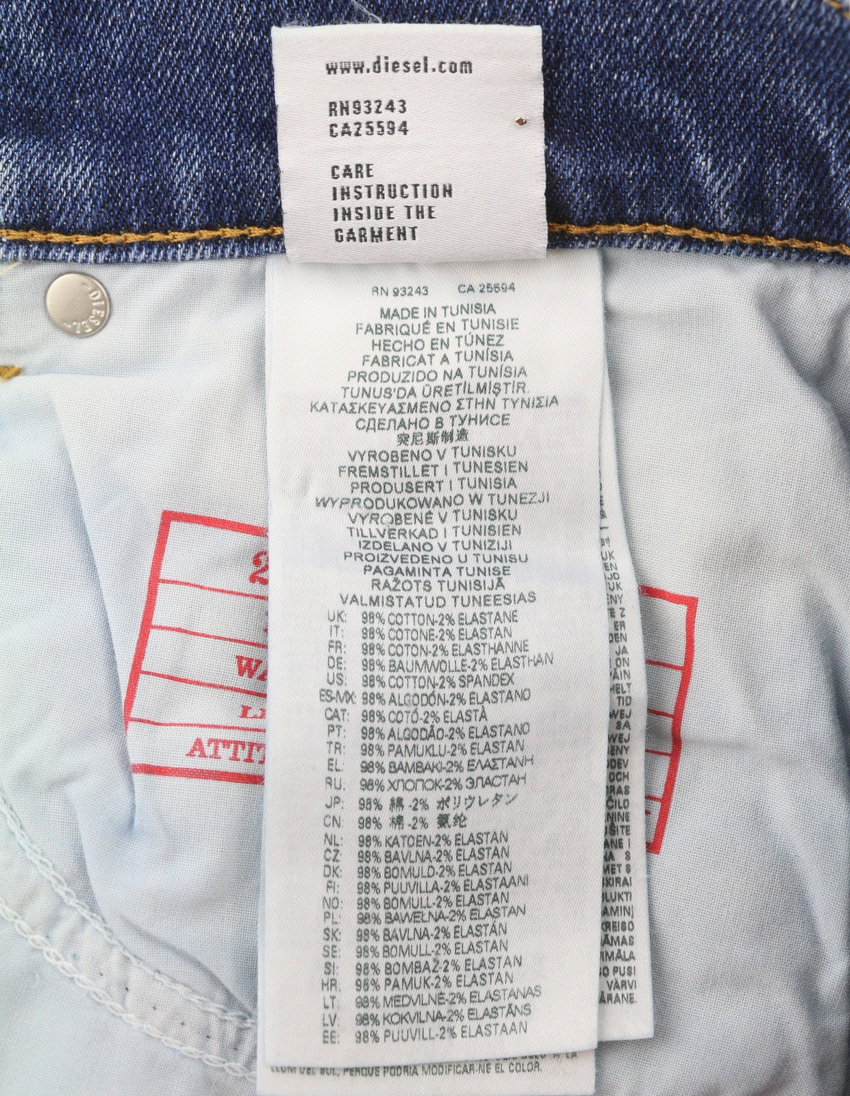 DIESEL 2019 D-Strukt 09E44 Men Jeans W31/L34 Blue Fade Distressed Slim