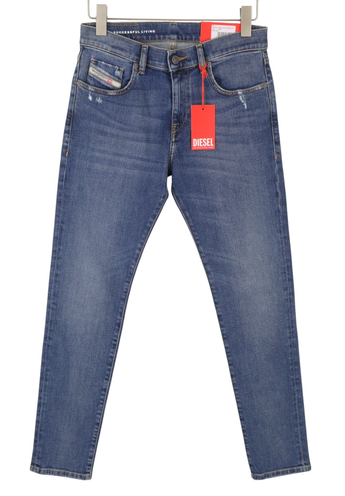 DIESEL 2019 D-Strukt 09E44 Men Jeans W29/L32 Blue Faded Ripped Slim