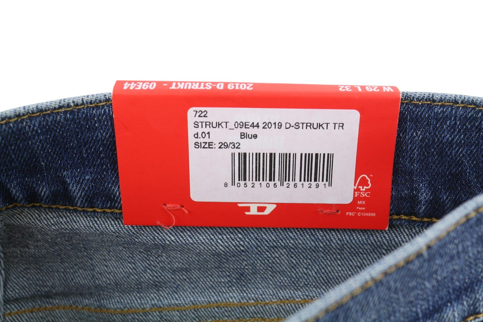 DIESEL 2019 D-Strukt 09E44 Men Jeans W29/L32 Blue Faded Ripped Slim