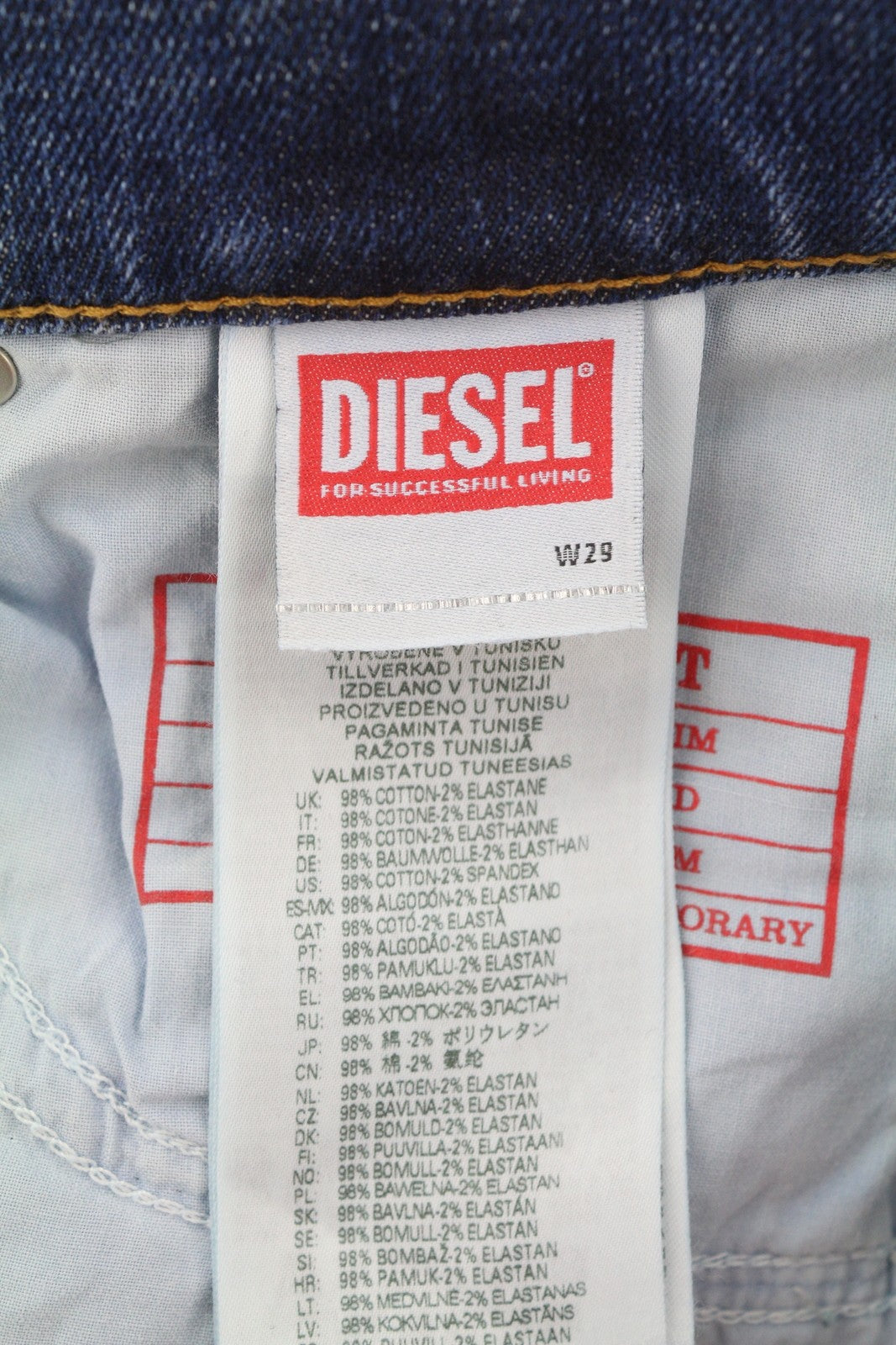 DIESEL 2019 D-Strukt 09E44 Men Jeans W29/L32 Blue Faded Ripped Slim