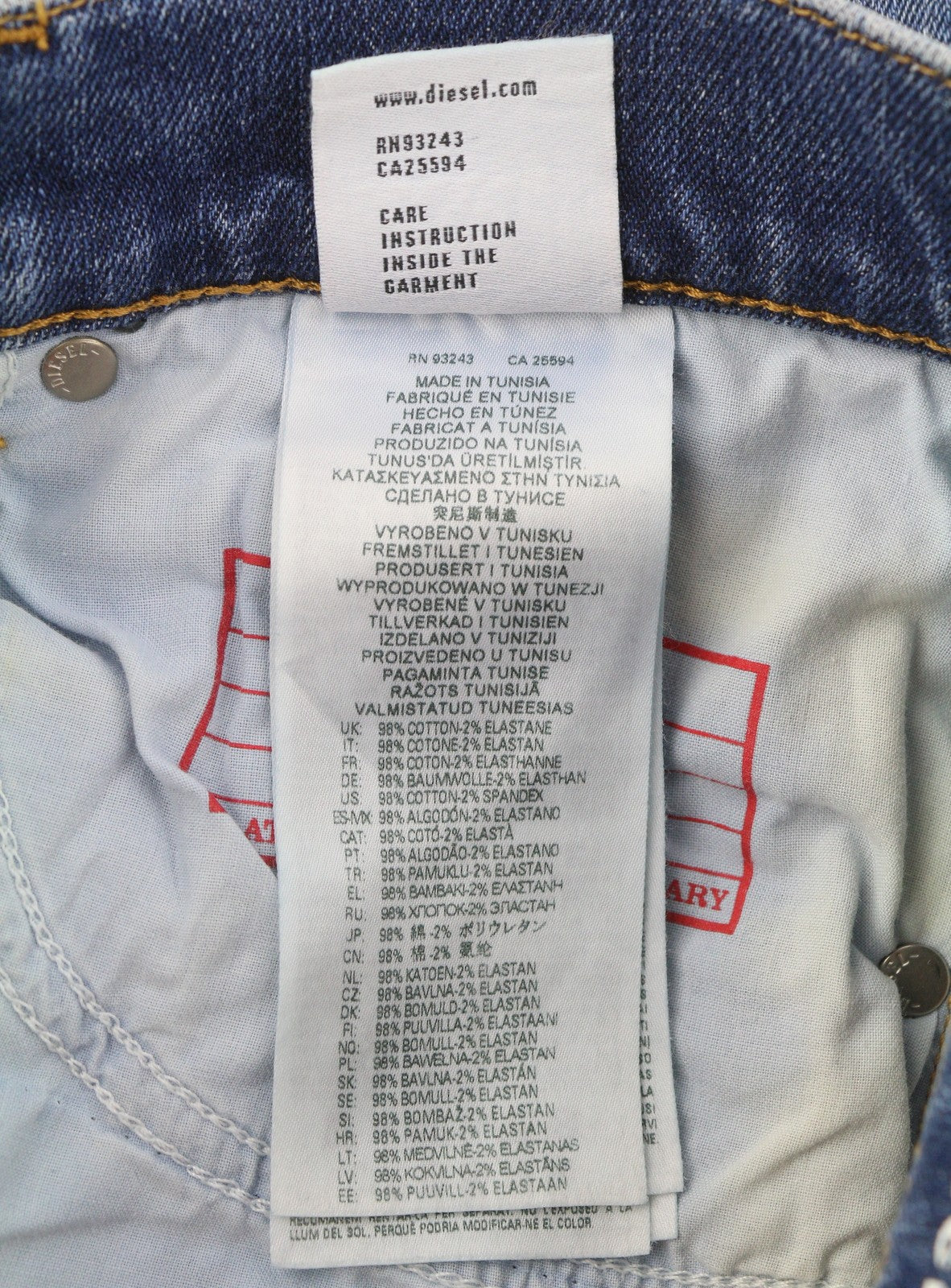 DIESEL 2019 D-Strukt 09E44 Men Jeans W29/L32 Blue Whisker Rip Slim Fit