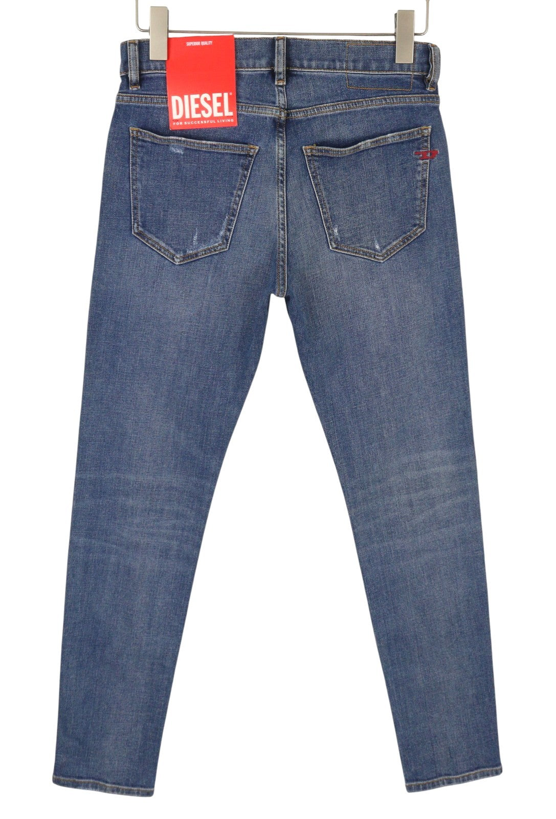 DIESEL 2019 D-Strukt 09E44 Men Jeans W29/L32 Blue Whisker Rip Slim Fit