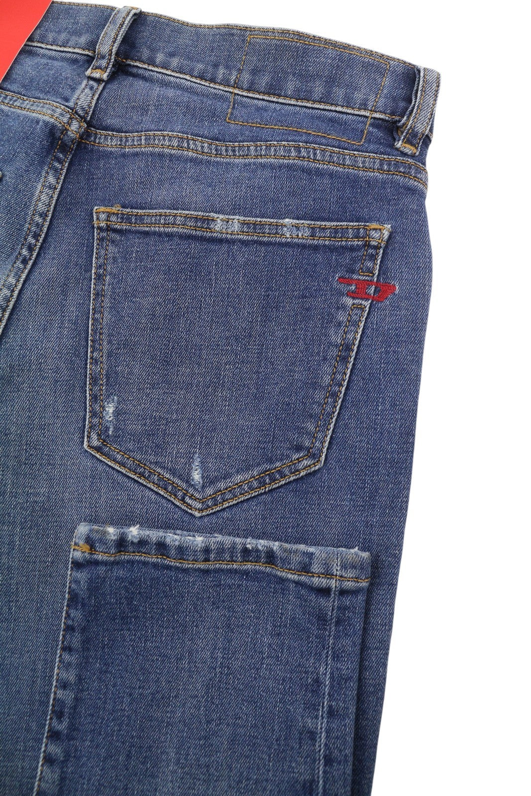DIESEL 2019 D-Strukt 09E44 Men Jeans W29/L32 Blue Whisker Rip Slim Fit