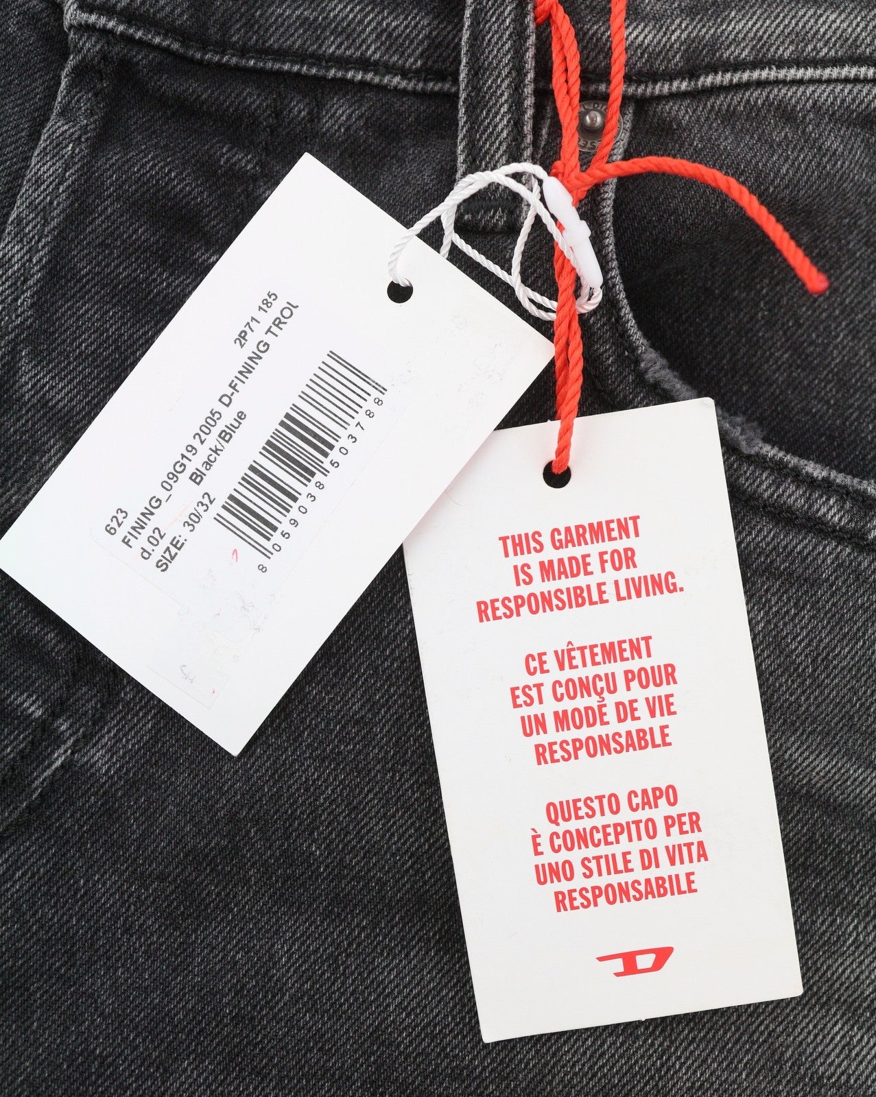 DIESEL 2005 D-Fining 09G19 Men Jeans W30/L32 Black Fade Regular Tapered