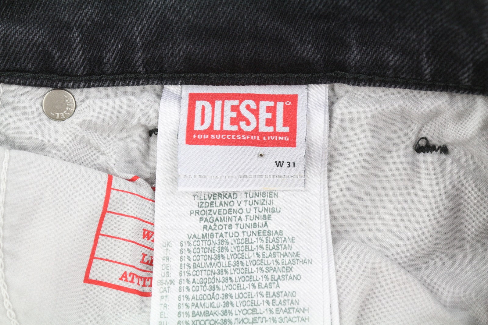 DIESEL 2005 D-Fining 09G19 Men Jeans W31/L32 Black Washed Regular Tapered