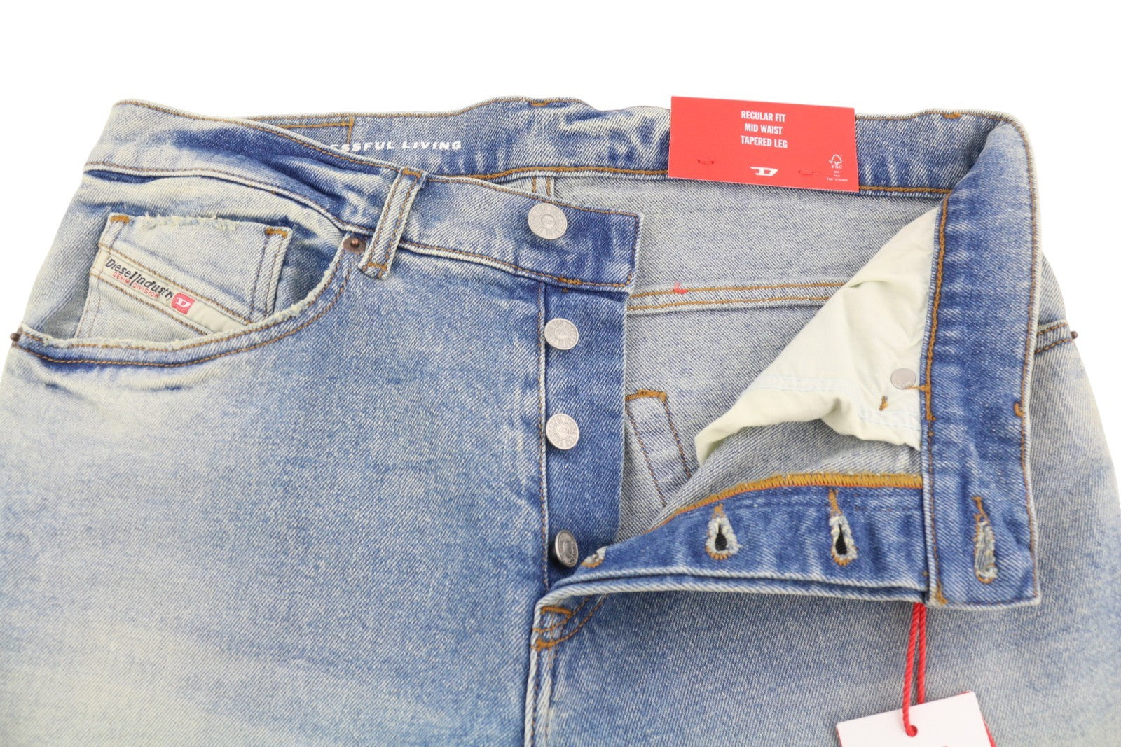 DIESEL 2005 D-Fining 09E86 Men Jeans W30/L34 Blue Fade Regular Tapered