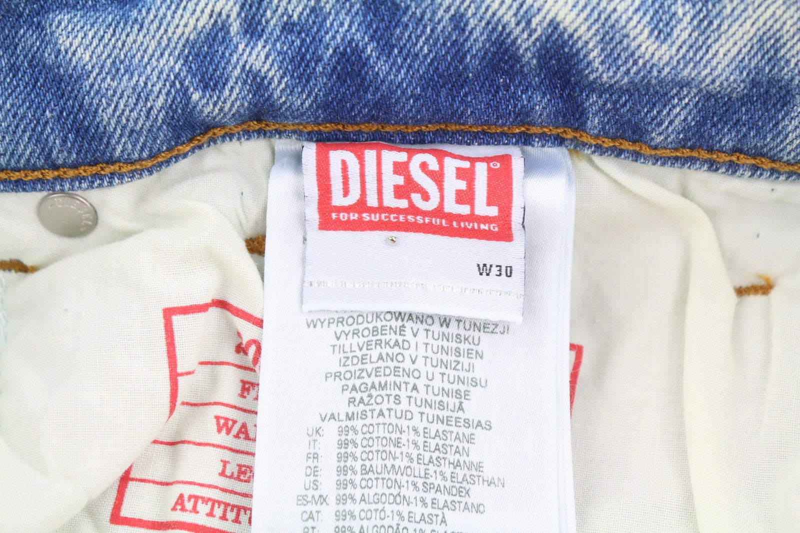 DIESEL 2005 D-Fining 09E86 Men Jeans W30/L34 Blue Fade Regular Tapered