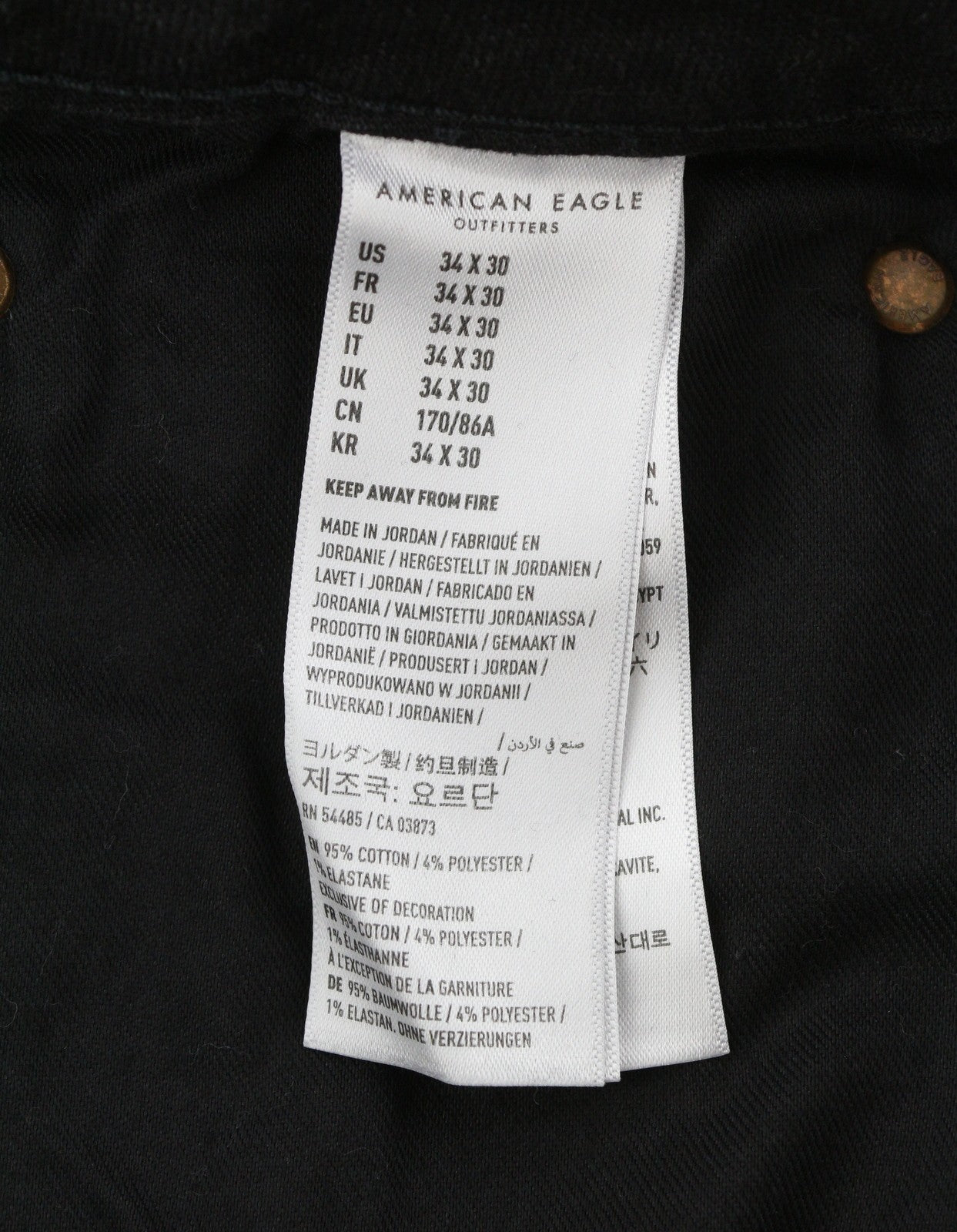 AMERICAN EAGLE OUTFITTERS Airflex+ Men Jeans W34/L30 Black Slim Stretch