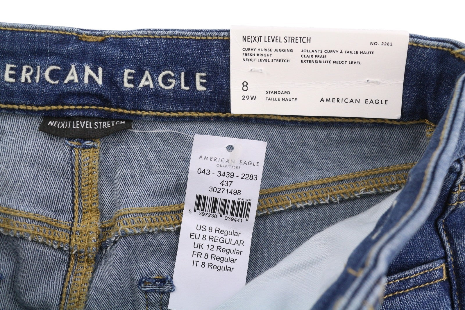 AMERICAN EAGLE OUTFITTERS Curvy Hi-Rise Jegging Women Jeans W29 Bright Blue