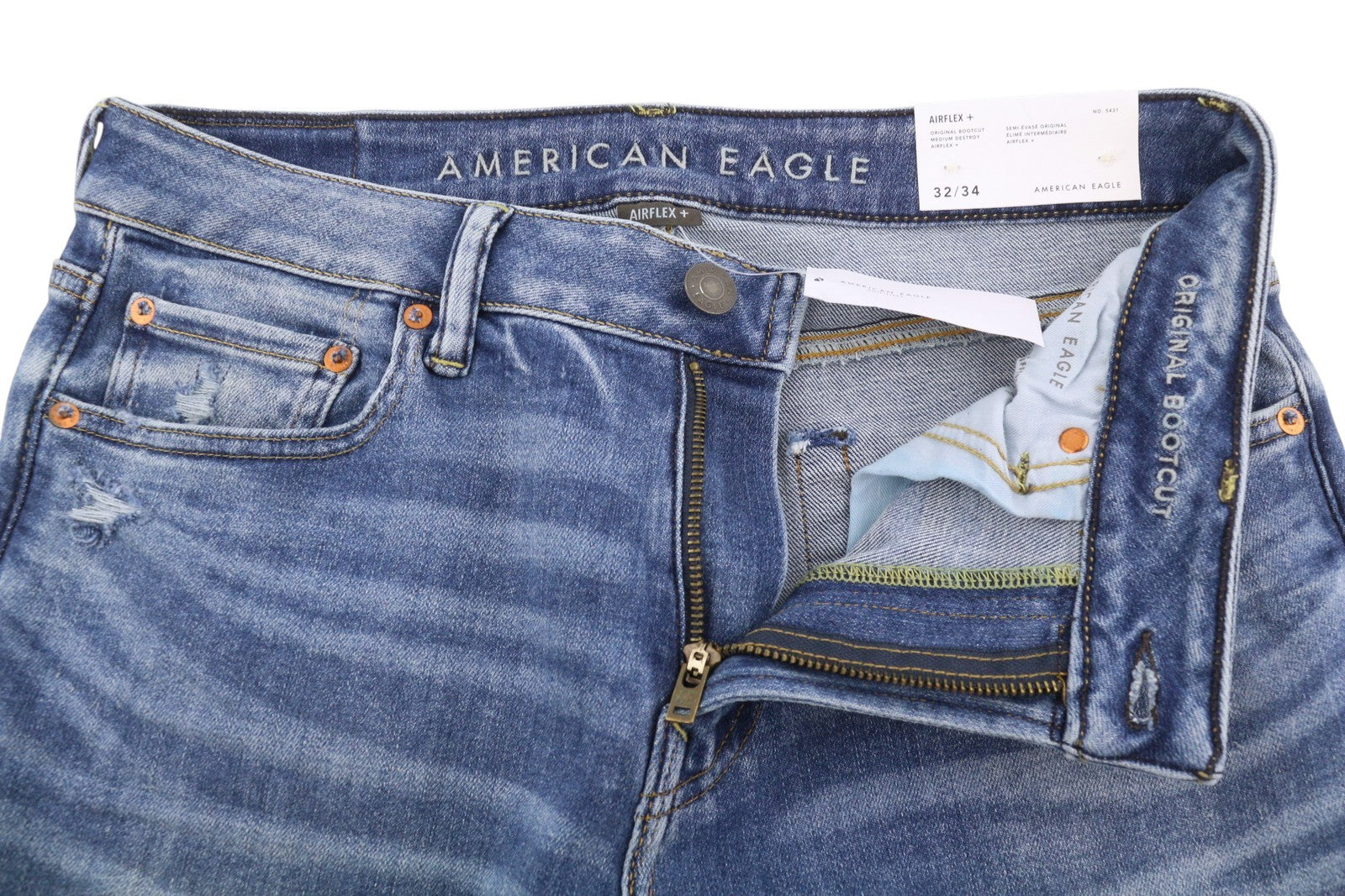 AMERICAN EAGLE OUTFITTERS Airflex+ Men Jeans W32/L34 Destroy Bootcut Blue