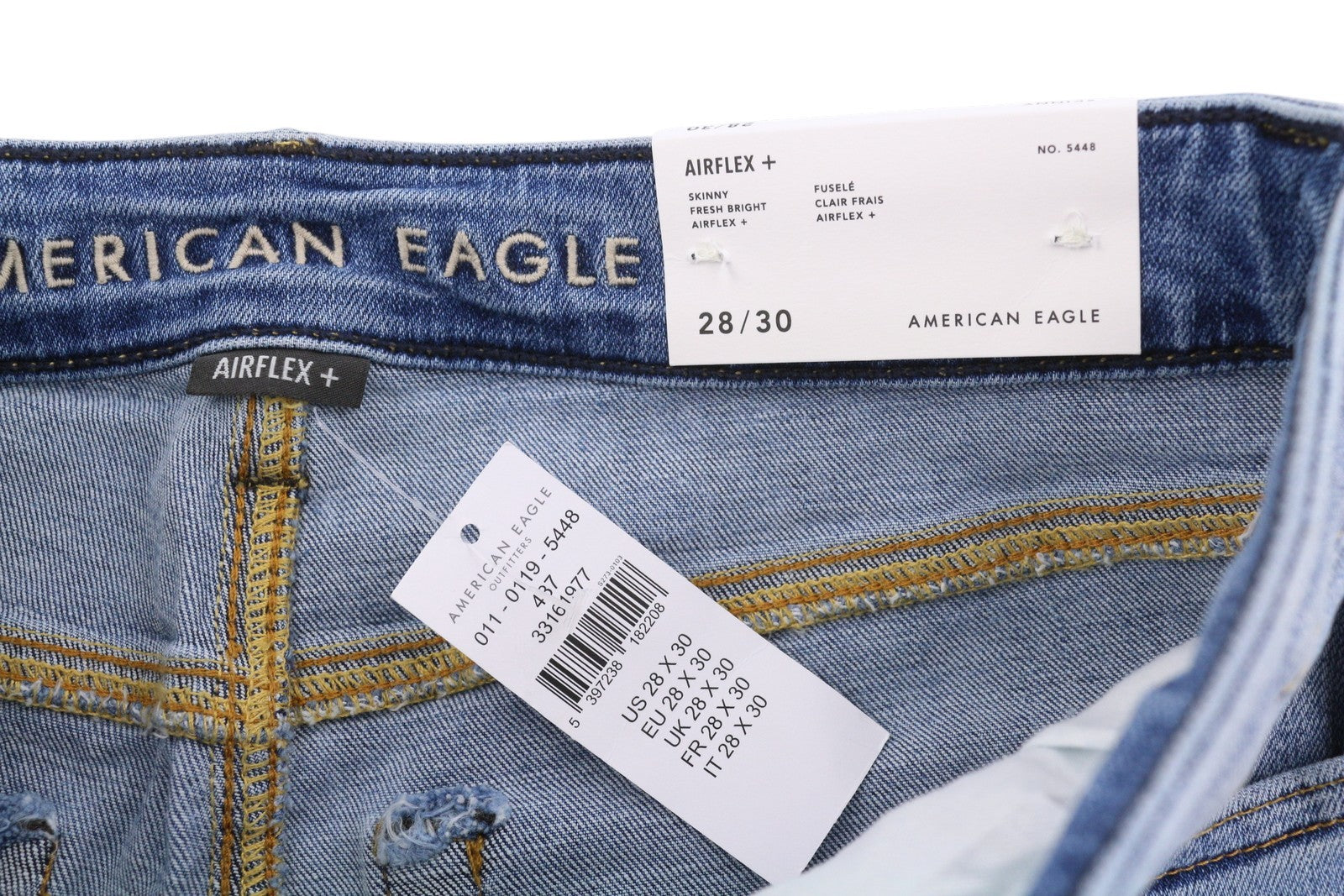 AMERICAN EAGLE OUTFITTERS Airflex+ Men Jeans W28/L30 Fresh Bright Skinny Fade