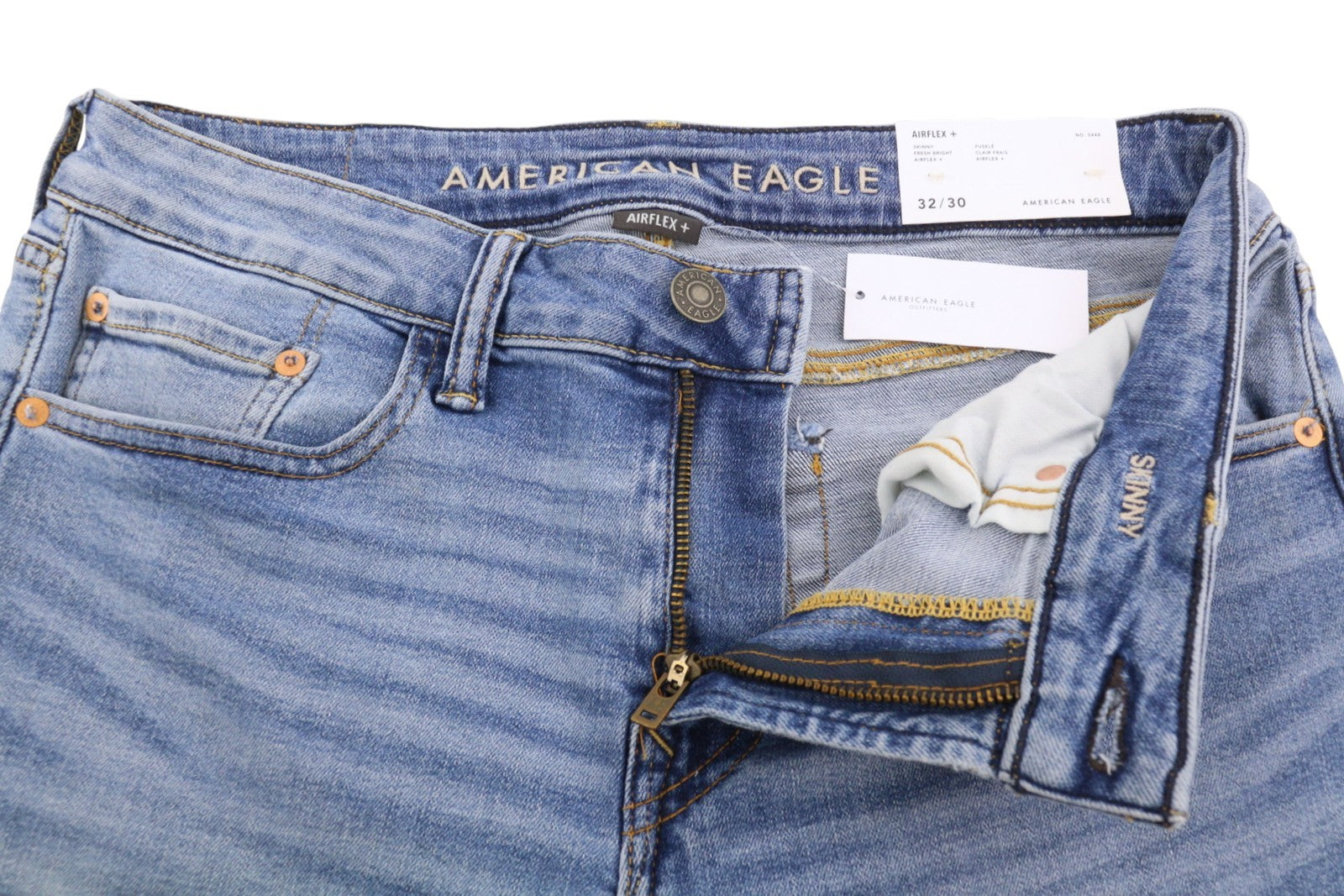 AMERICAN EAGLE OUTFITTERS Airflex+ Men Jeans W32/L30 Bright Skinny Faded Blue