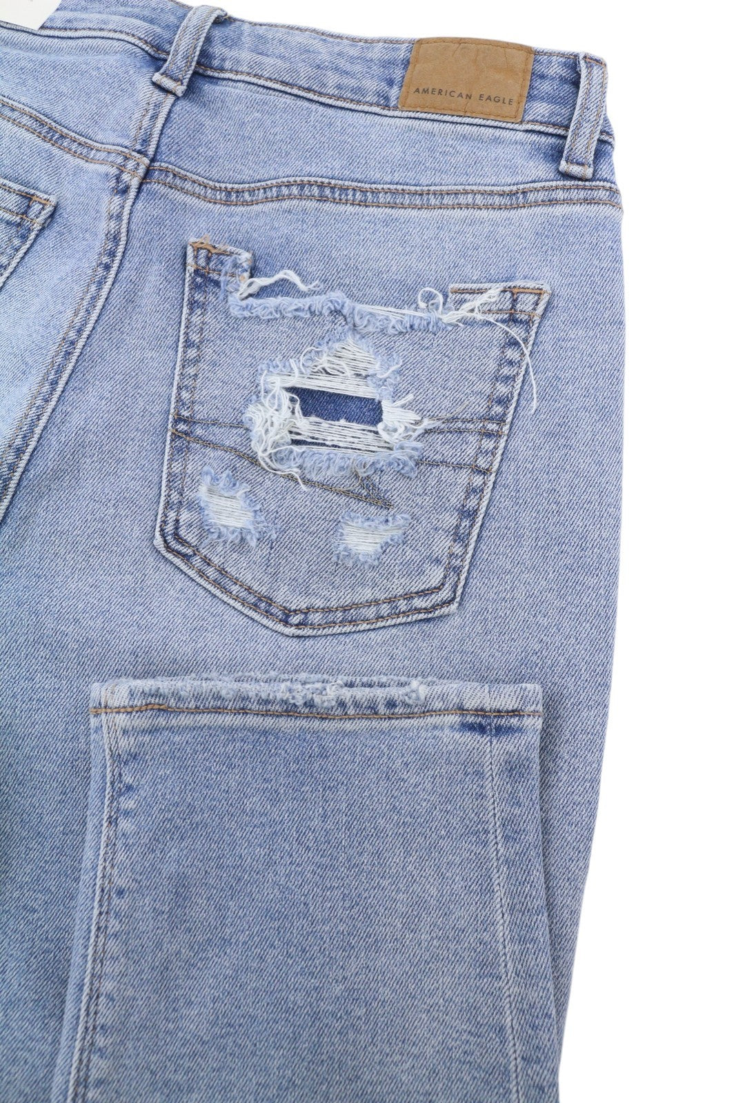 AMERICAN EAGLE OUTFITTERS Mom Women Jeans W27 Blue Patch Stretch Distressed