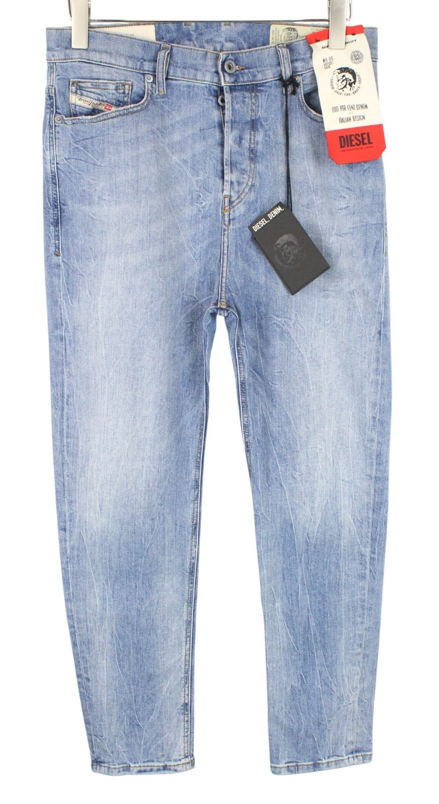 DIESEL D-Vider 081AL Men Jeans W29/L30 Stone Washed Stretch Carrot Denim Blue
