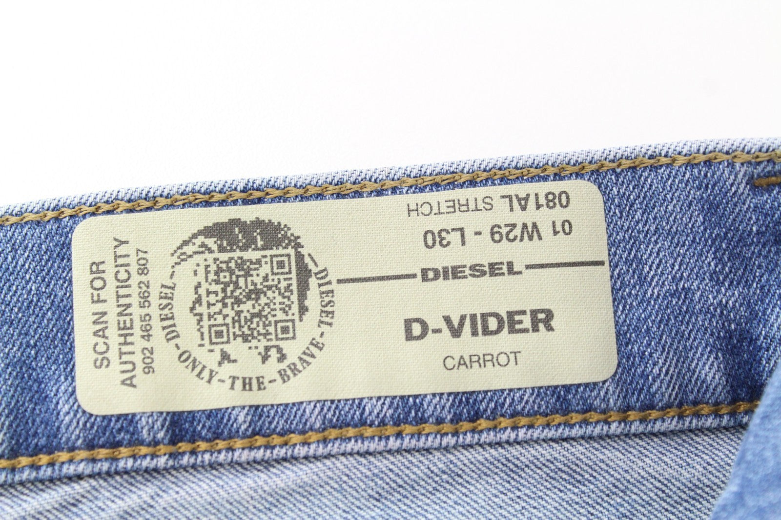 DIESEL D-Vider 081AL Men Jeans W29/L30 Stone Washed Stretch Carrot Denim Blue