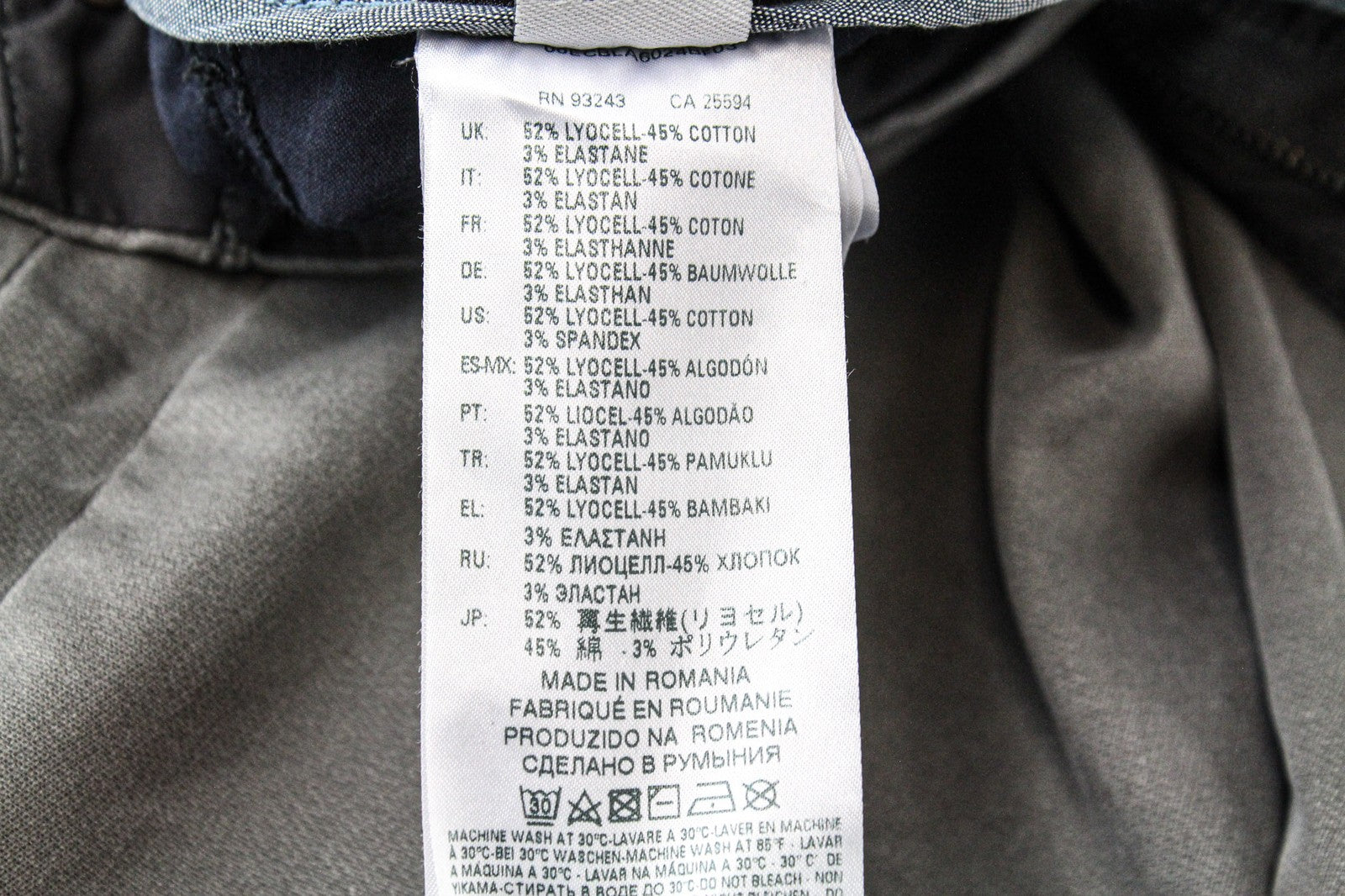 DIESEL Slim-Chino-M-NE 0685E Men Trousers W28 Jogg Sweat Grey Stretch Slim Fit