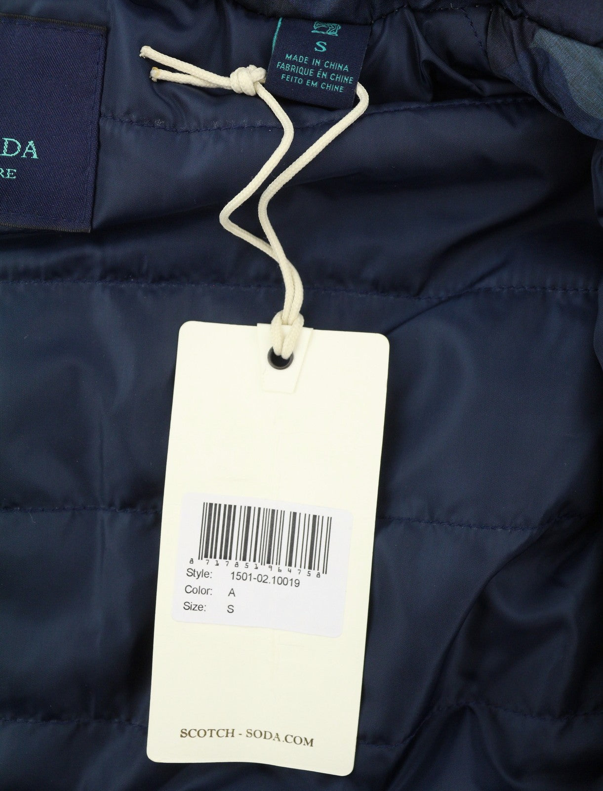 SCOTCH & SODA Men Jacket S Blue Camo Padded Full Zip Hidden Hood