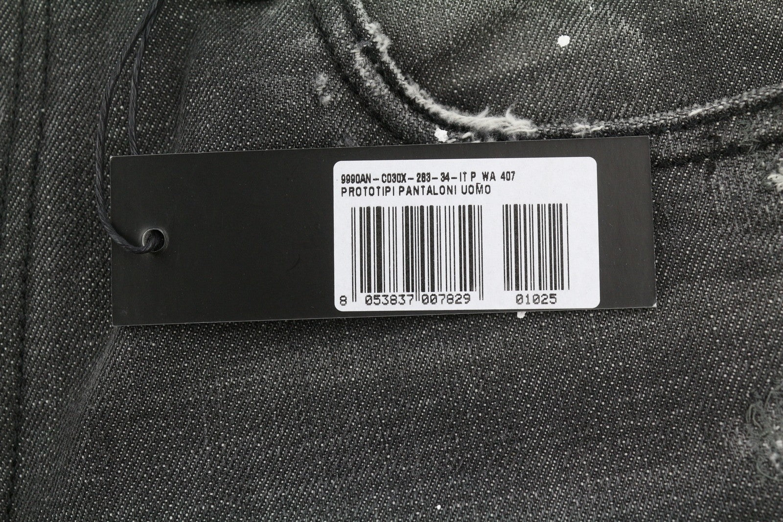 DIESEL Mharky 083AB Men Jeans W34 Grey Whisker Fade Paint Distress Rigid