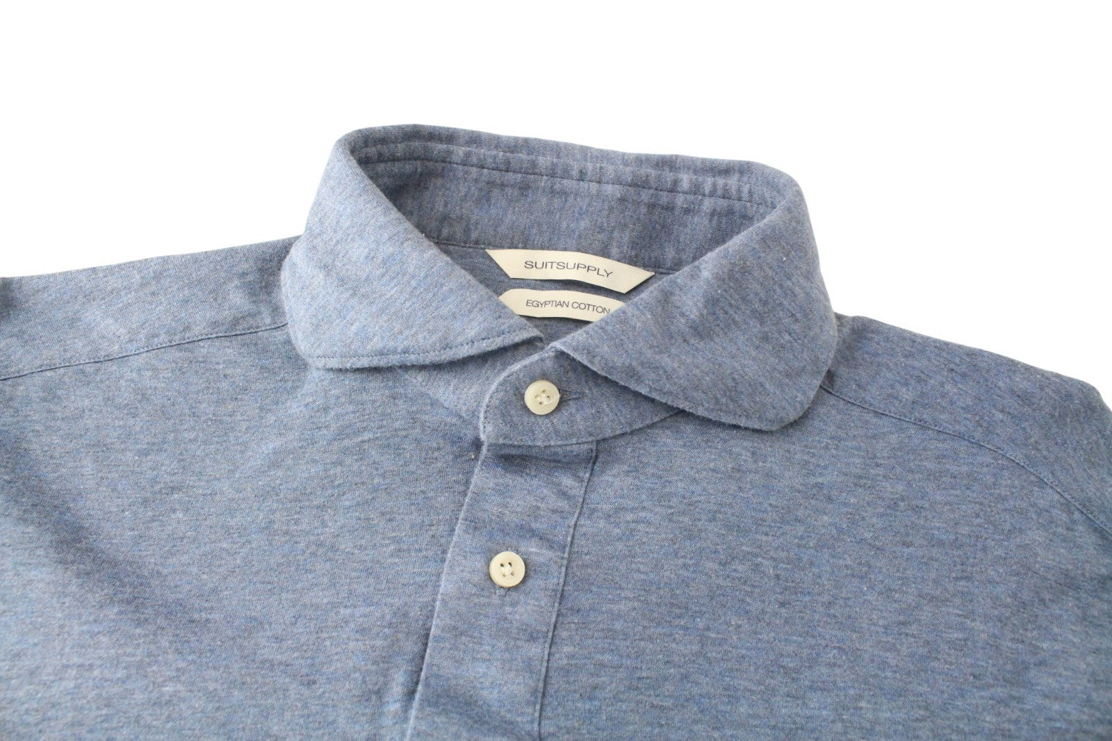 SUITSUPPLY Men T-Shirt 39/40/15 1/2/15 3/4 Extra Slim Fit Blue Pure Cotton Polo