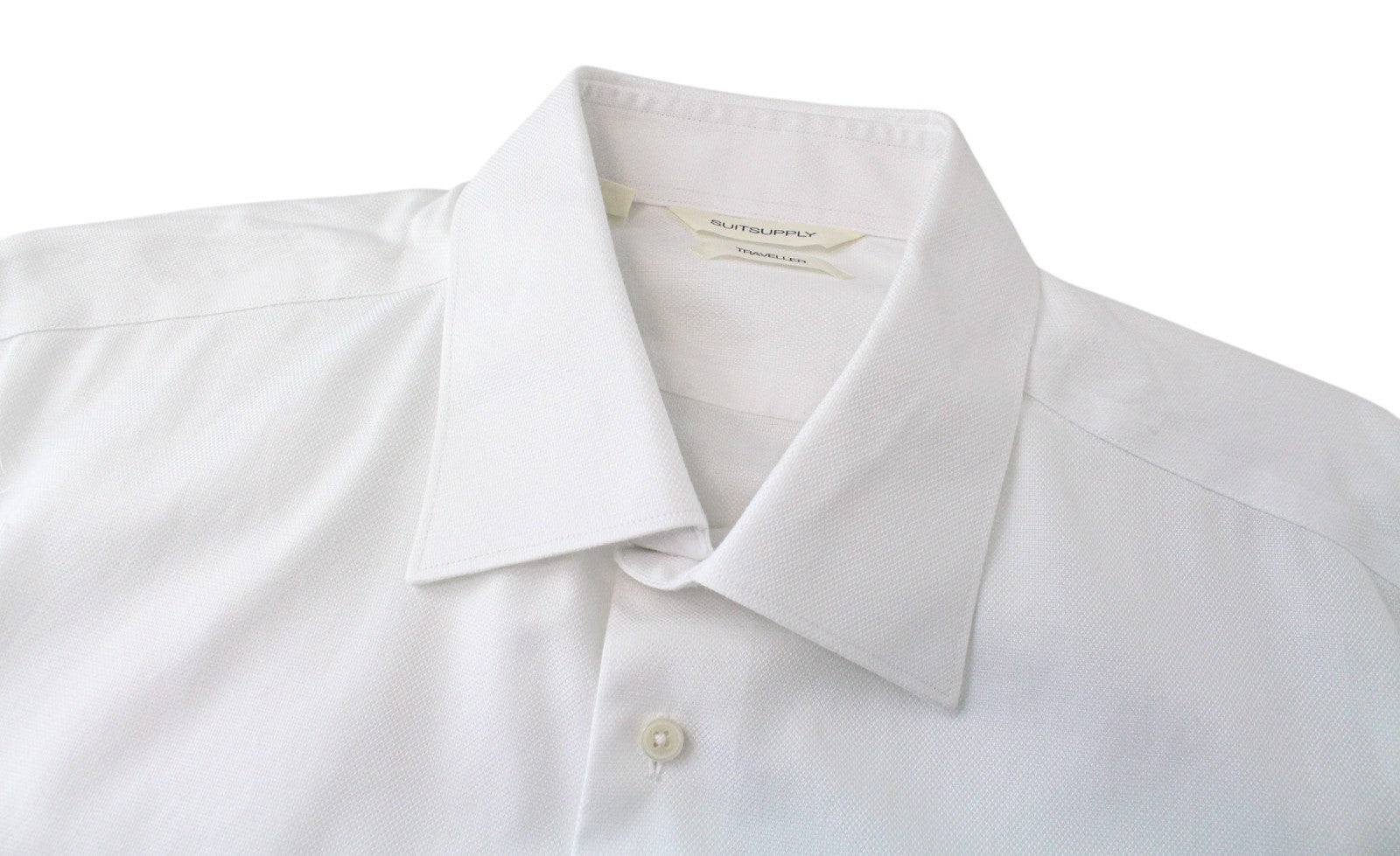 SUITSUPPLY Traveller Men Shirt 43/17 Slim White Pure Cotton Formal Long Sleeve