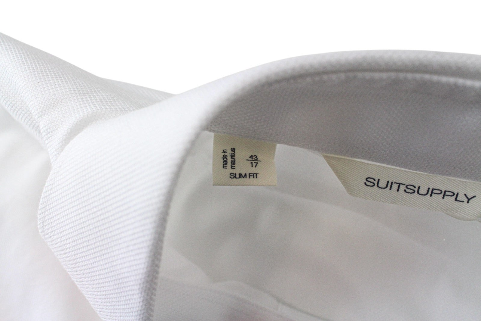 SUITSUPPLY Traveller Men Shirt 43/17 Slim White Pure Cotton Formal Long Sleeve