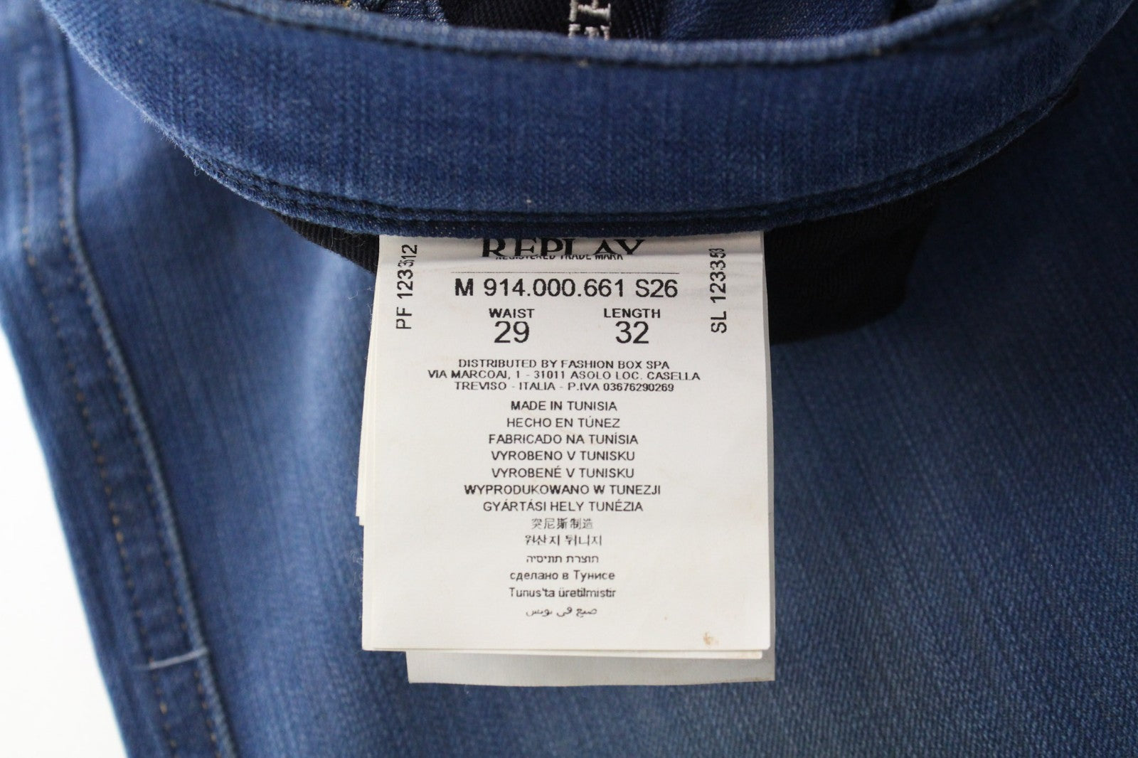 REPLAY Anbass Men Jeans W29/L32 Slim Fit Wash Cotton Stretch Blue 5-Pocket