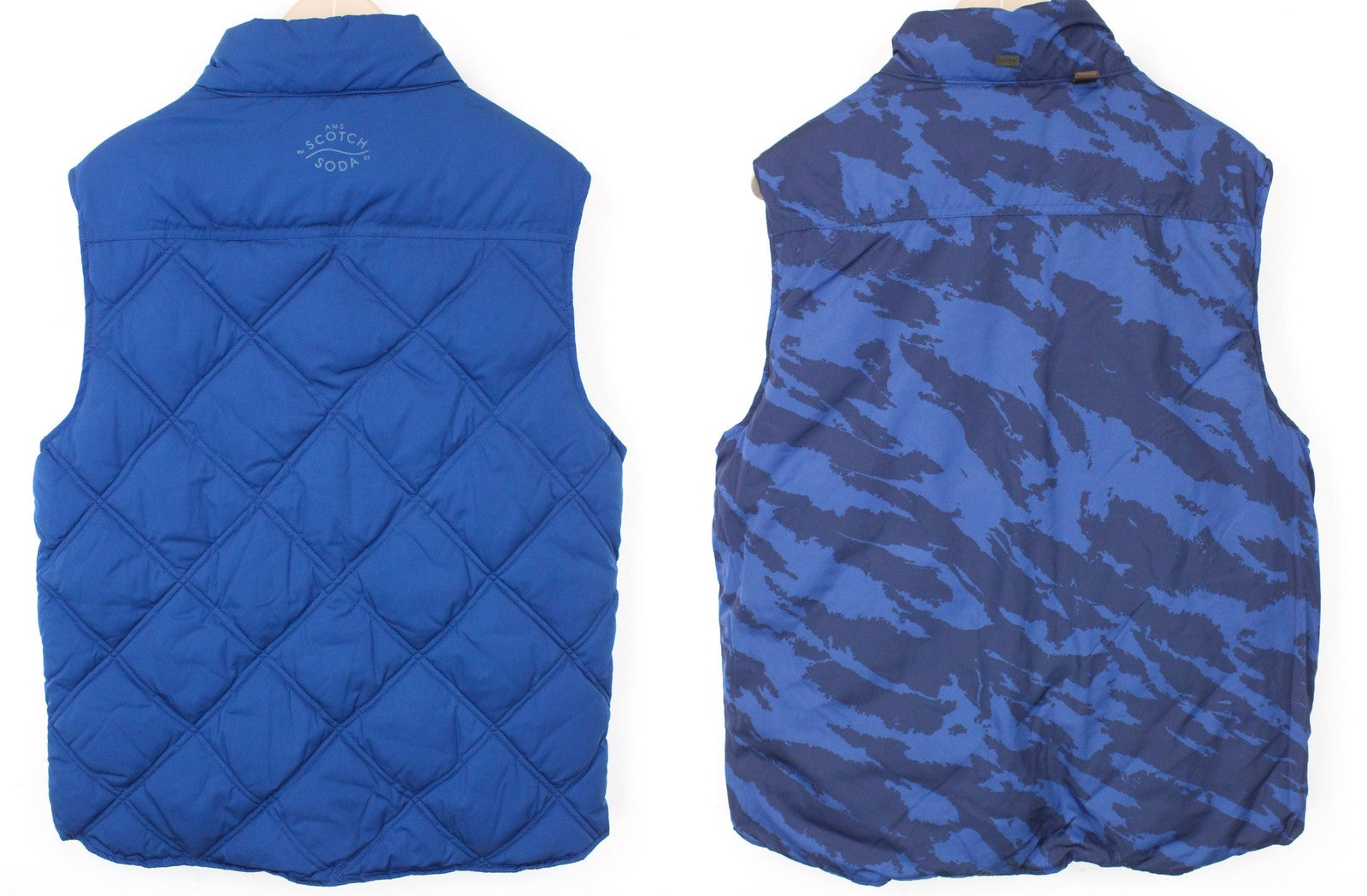 SCOTCH & SODA Ams Couture Men Waistcoat L Blue Reversible Padded Patterned