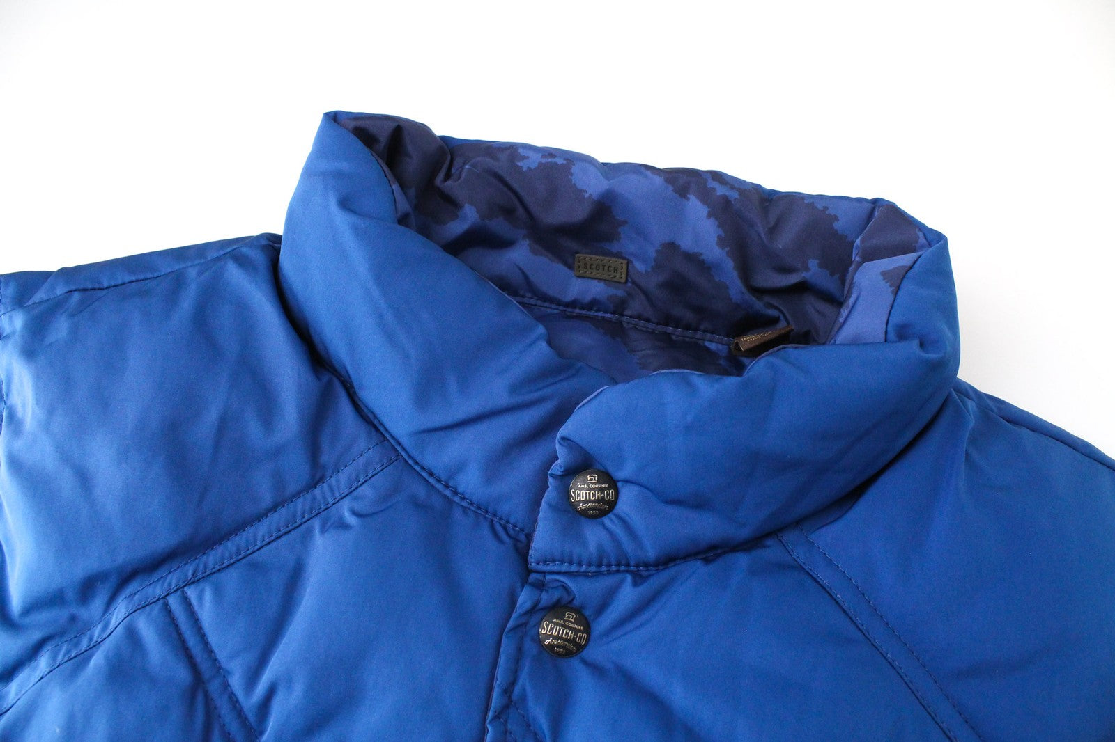 SCOTCH & SODA Ams Couture Men Waistcoat L Blue Reversible Padded Patterns Gilet