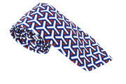 SUITSUPPLY Men Tie 148 x 8 cm Blue Linen Cotton Geometrical Patterned Formal