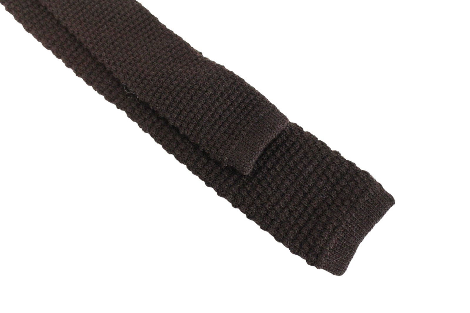 SUITSUPPLY Men Tie ~150 x 6 cm Dark Brown Pure Wool Knitted Squared-End