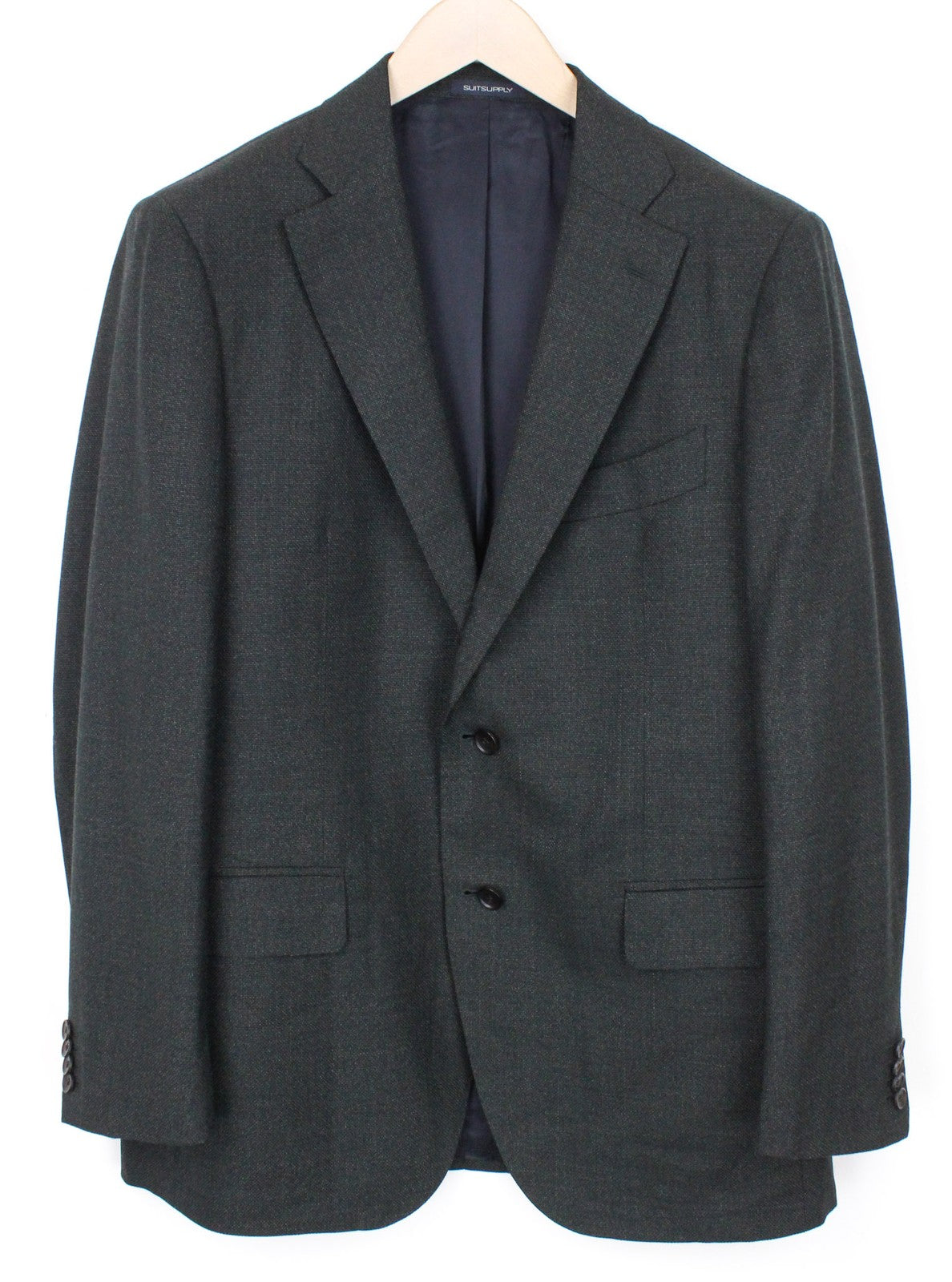 SUITSUPPLY Lazio Men Blazer UK44R Dark Grey Melange Slim Classic Pure Wool S110