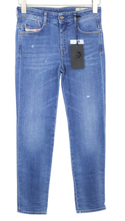 DIESEL D-Rifty 083AX Women Jeans W24/L32 Blue Stretch Ripped Girls Slim Low Rise