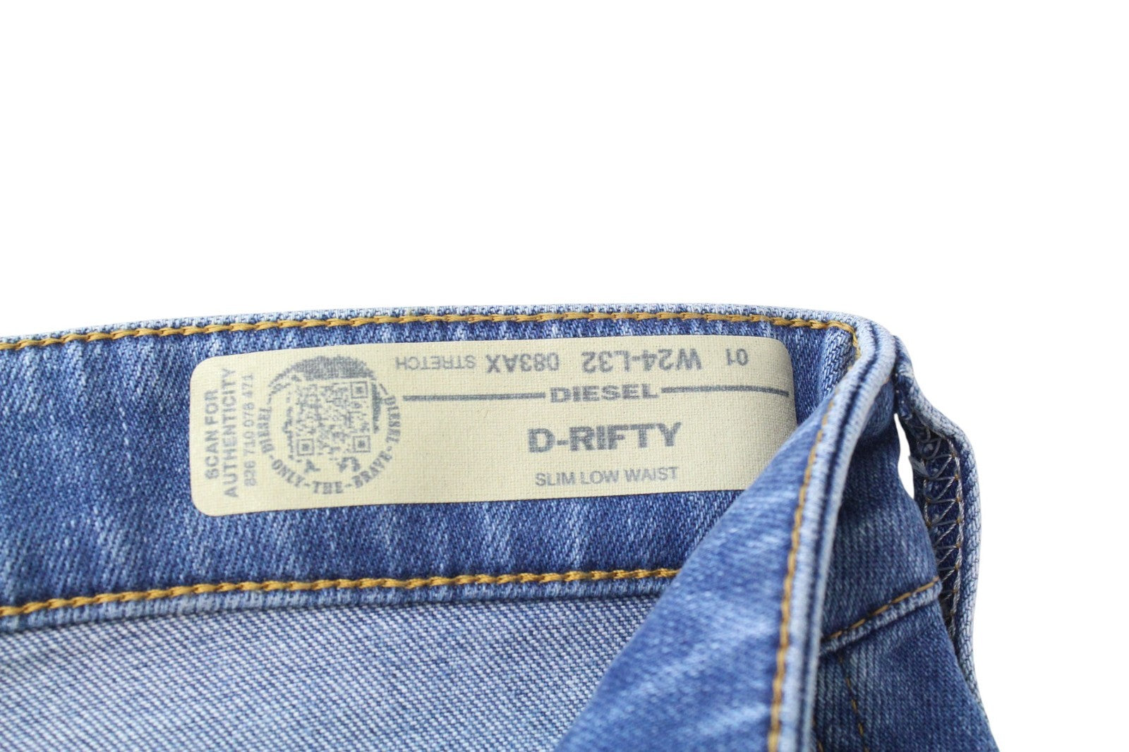 DIESEL D-Rifty 083AX Women Jeans W24/L32 Blue Stretch Ripped Girls Slim Low Rise