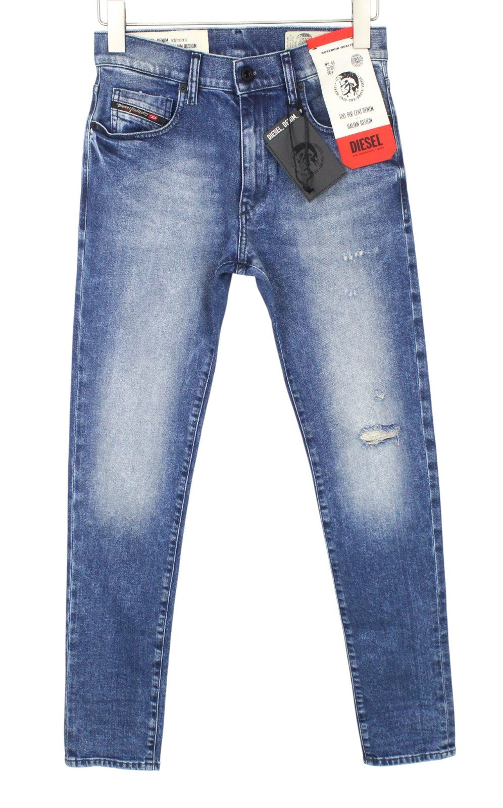 DIESEL D-Strukt 081AQ Men Jeans W27/L32 Distressed Blue Stretch Tapered Boys
