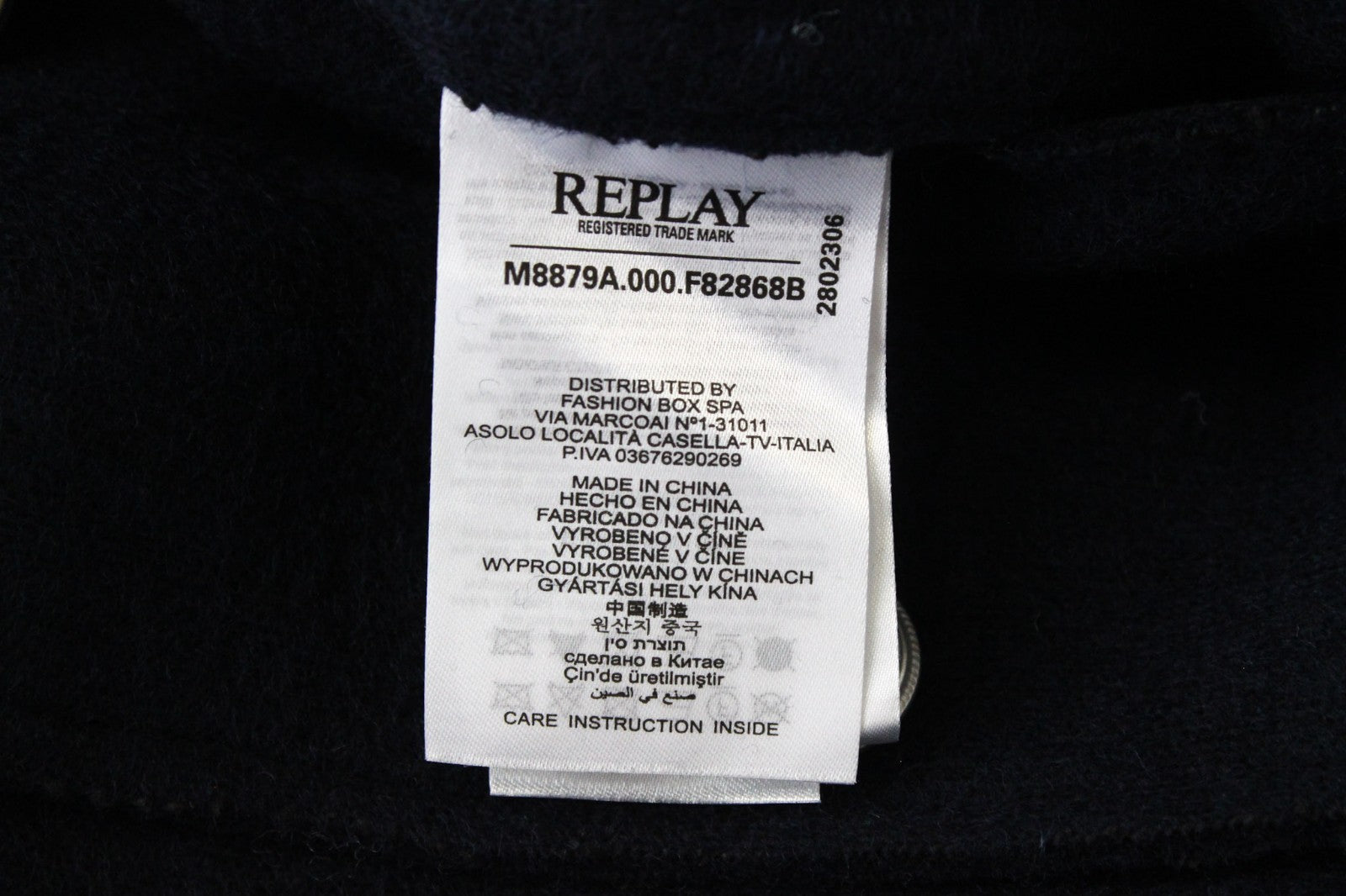 REPLAY Men Coat L Marine Blue Double-Breasted Wool Blend Classic Lined Notch