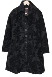DESIGUAL Dable Women Coat EU38 Black Designer Mid-Length Jacquard Patterned