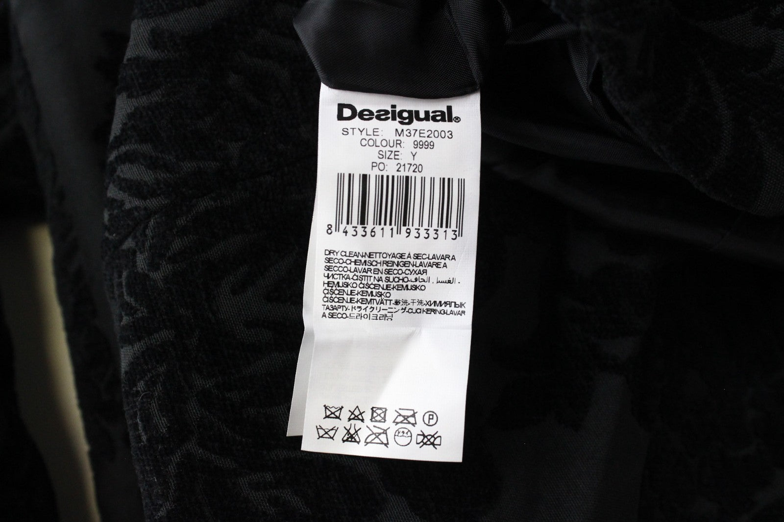 DESIGUAL Dable Women Coat EU38 Black Designer Mid-Length Jacquard Patterned