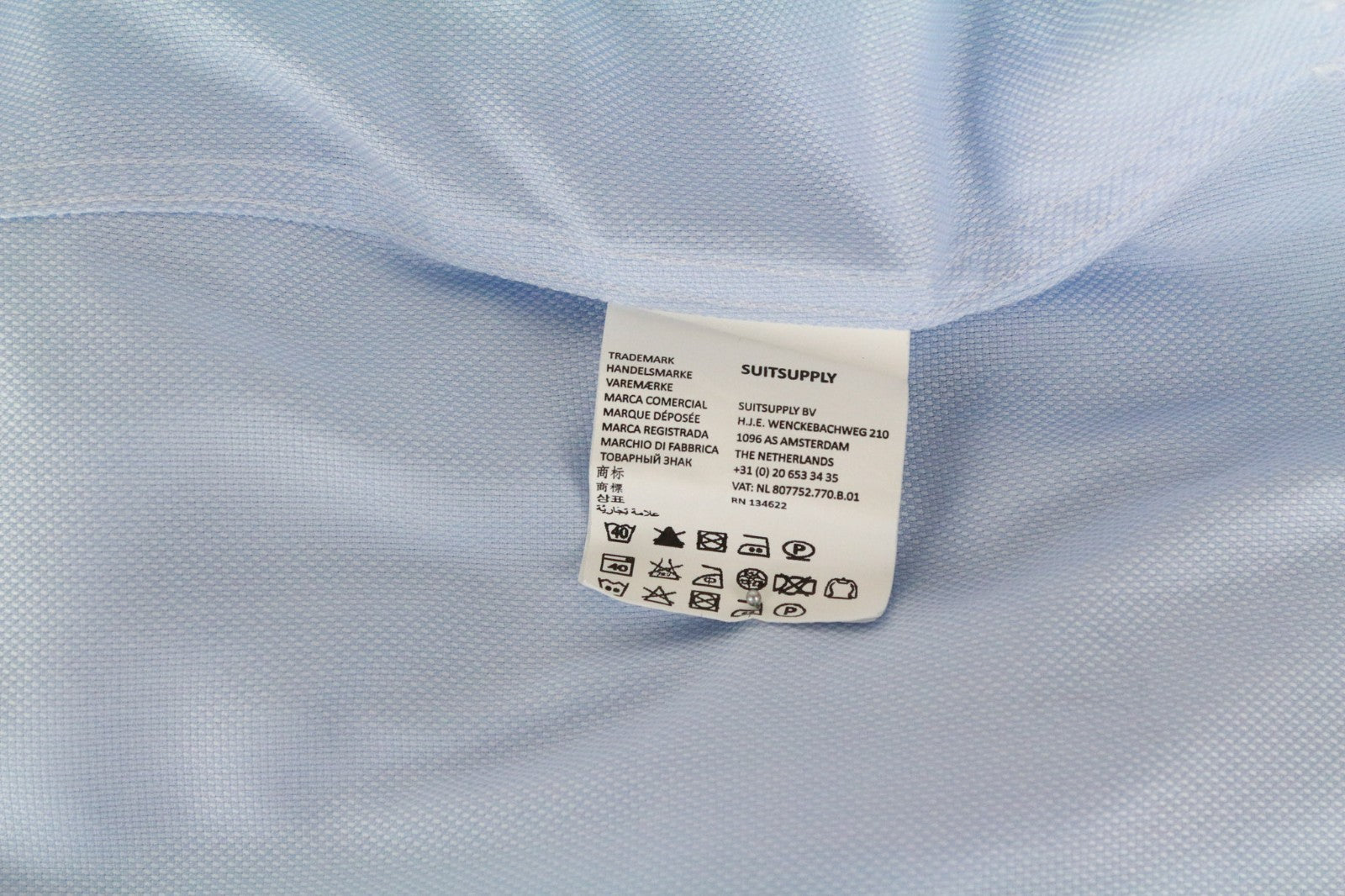 SUITSUPPLY Men Shirt 46-7/18L Twill Long Sleeved Slim Fit Blue Pure Cotton