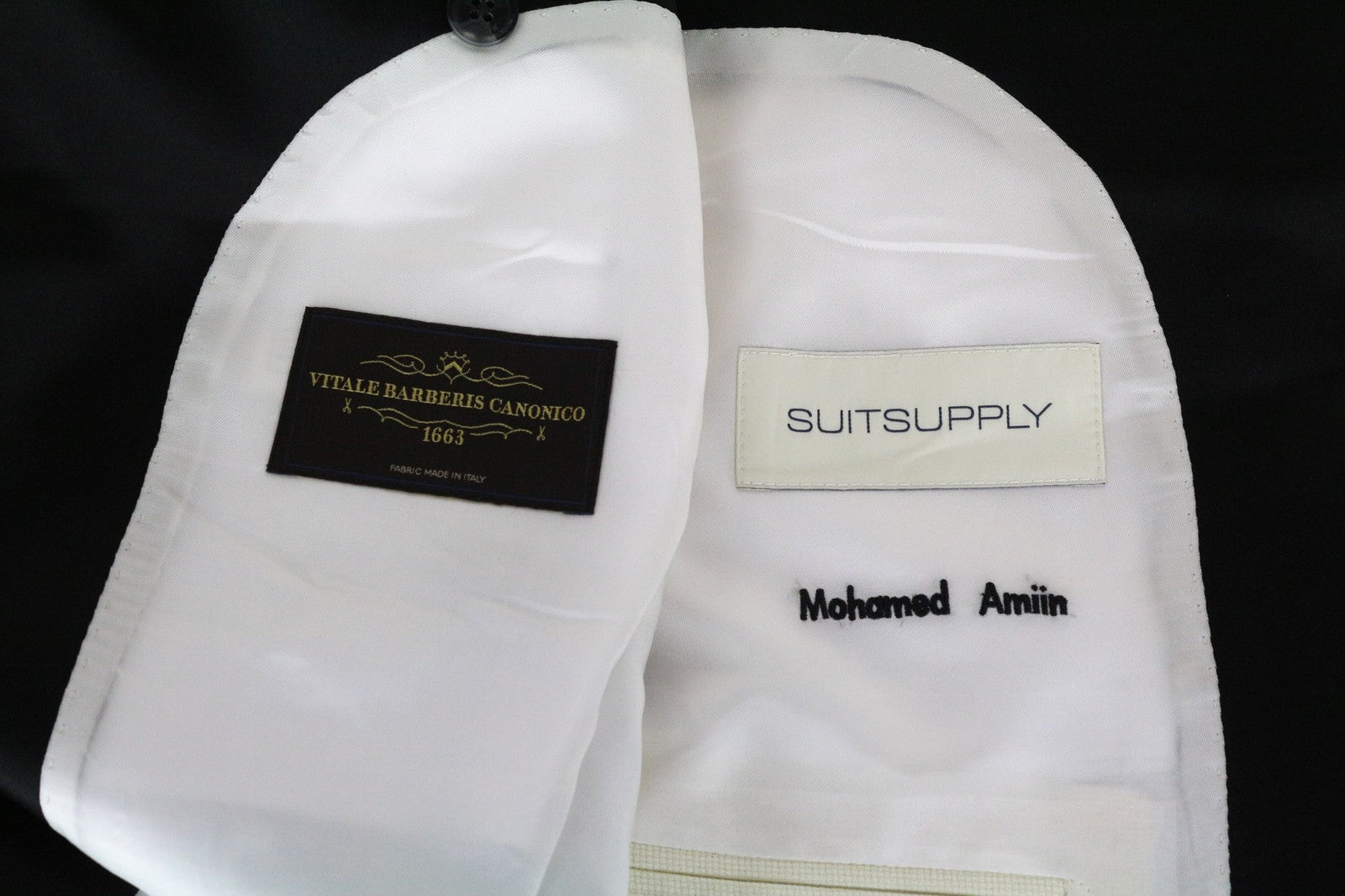SUITSUPPLY La Spalla Men Suit UK42S Tux Off-White Black Pure Wool Formal 2 Piece