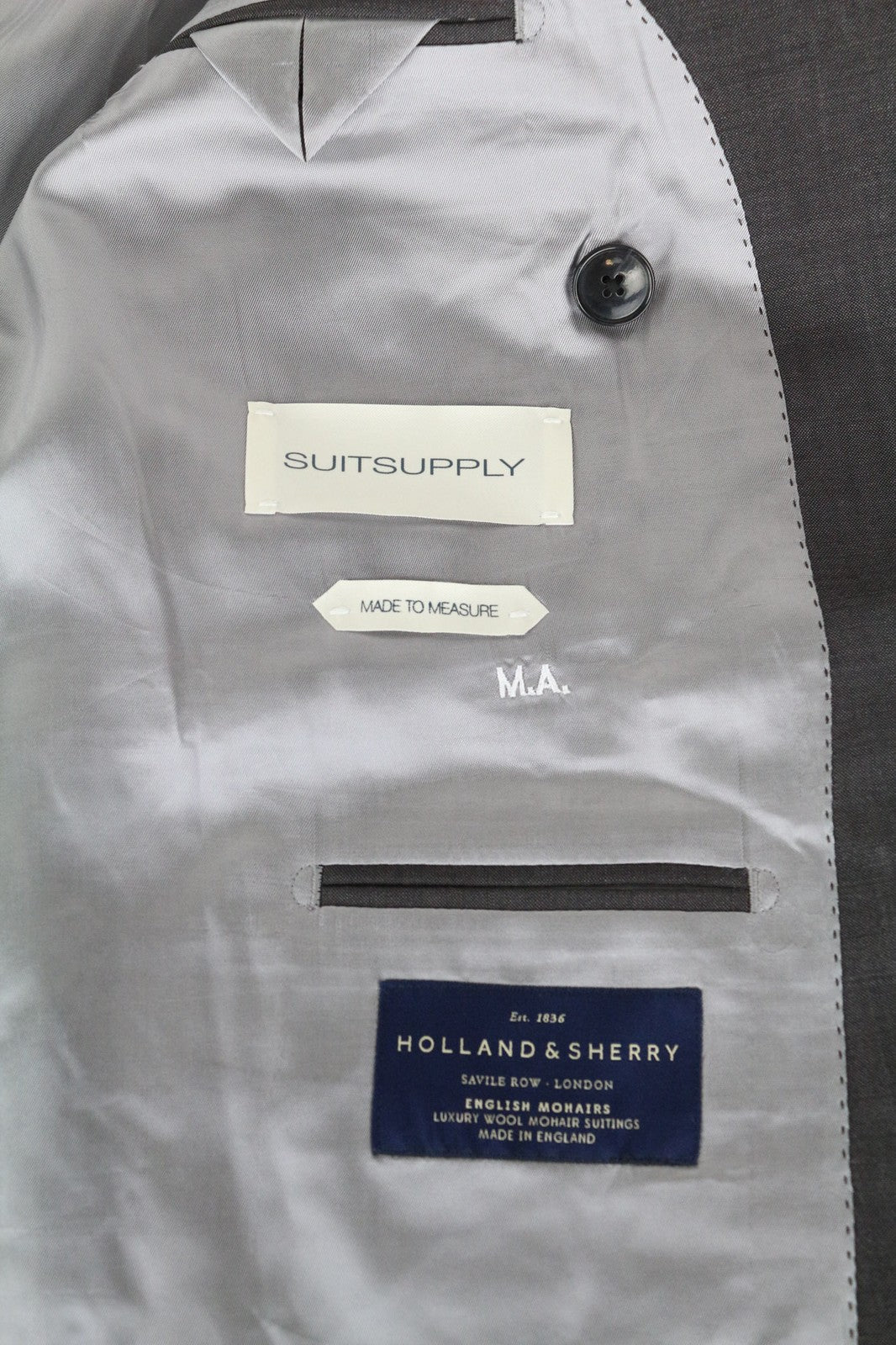 SUITSUPPLY Lazio Men Blazer UK32R Brown Wool Mohair Double-Breasted Peak Formal