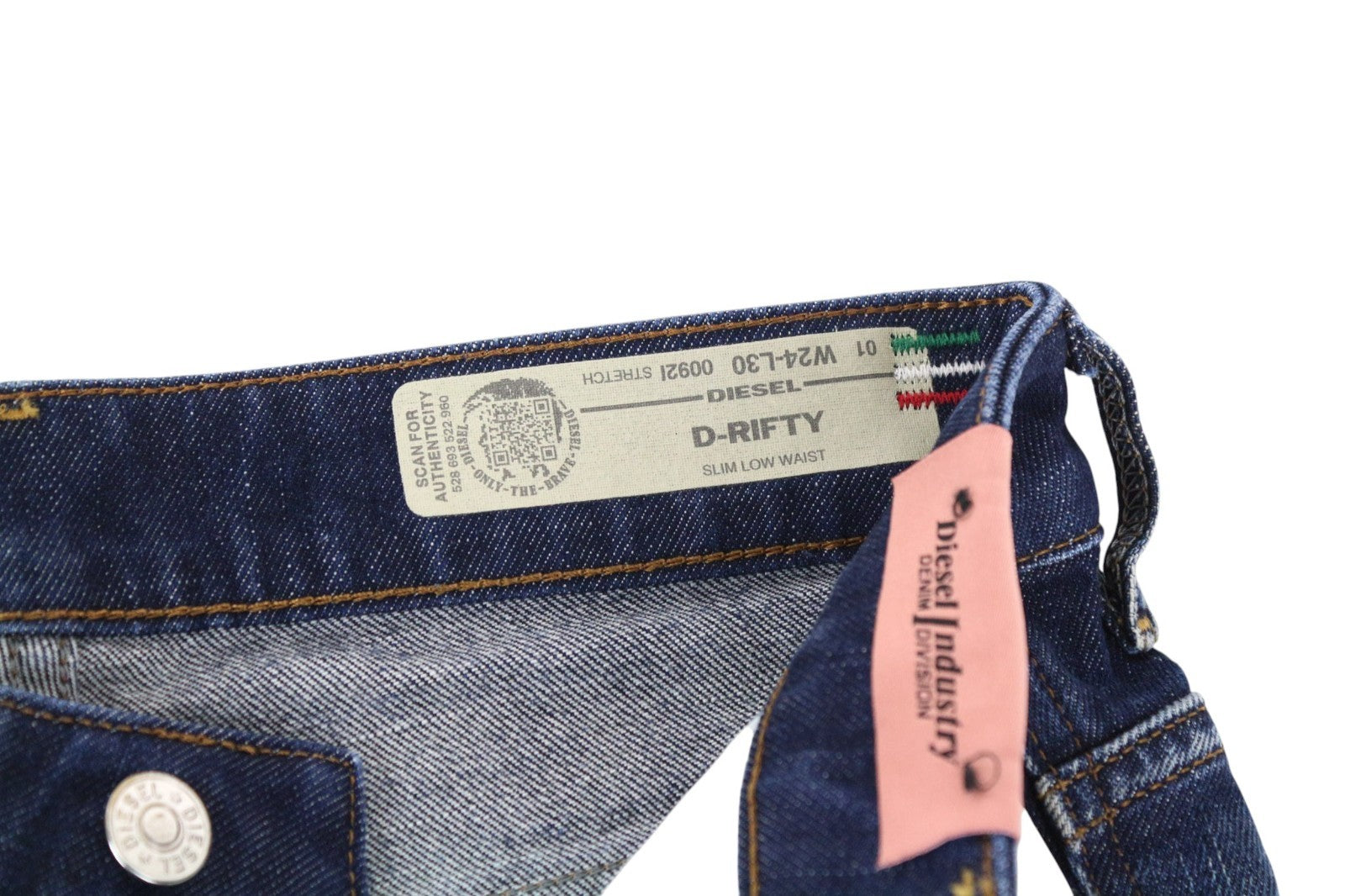 DIESEL D-Rifty 0092I Women Jeans W24/L30 Girls Slim Blue Cotton Stretch Ripped