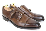 SUITSUPPLY Men Formal Shoes EU42.5 Brown Double-Buckled Genuine Leather